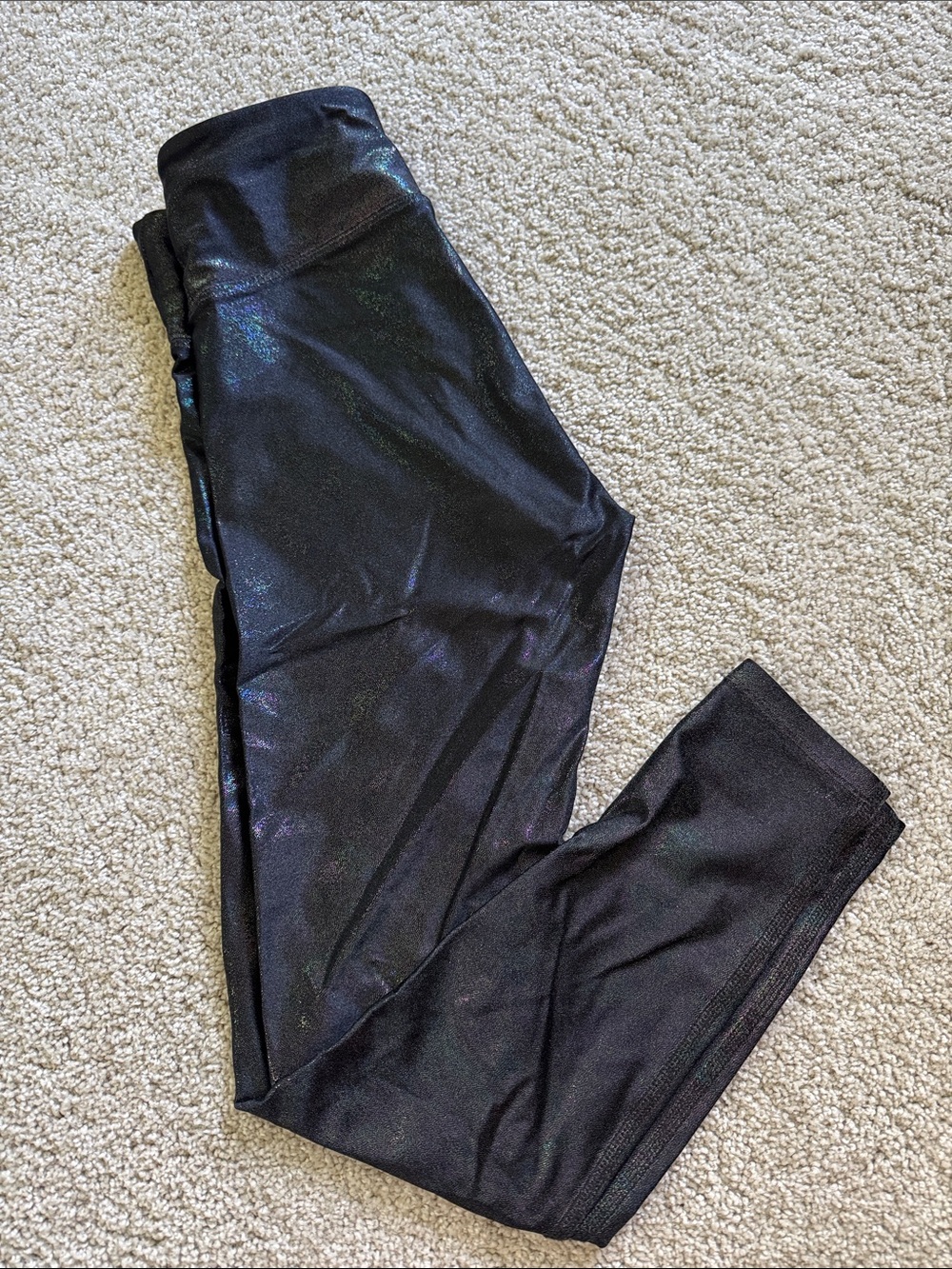 HEROINE SPORT Purple Green Oil Slick Metallic Leggings XS